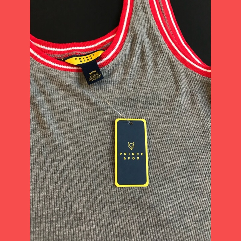 grey tank with red & white trim